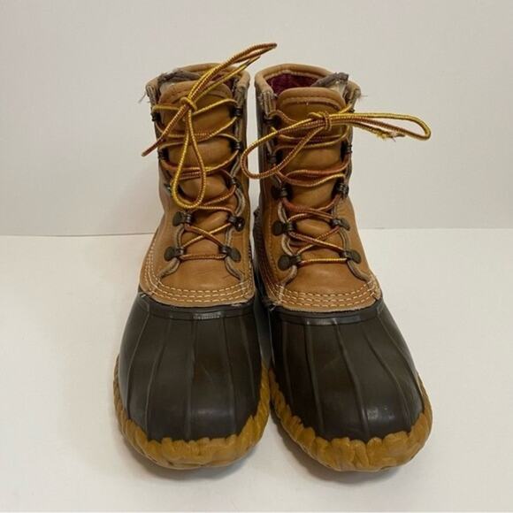 LL Bean Bean Boots Leather Waterproof Duck Brown Tan Size 9 - Picture 2 of 10
